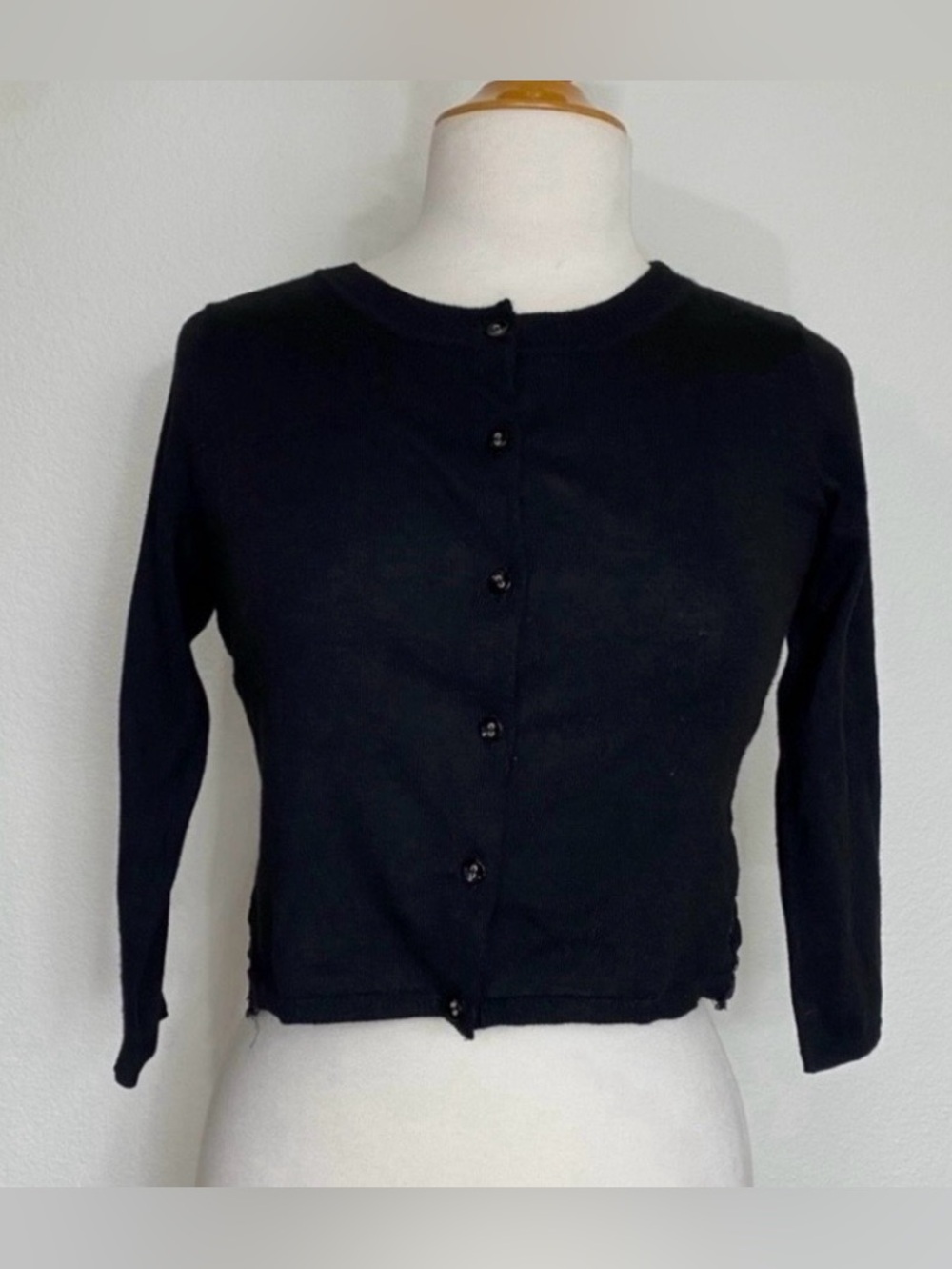 3/$25 Maison Jules Juniors Black Lace Back Button Knit Cardigan Girly Size Small